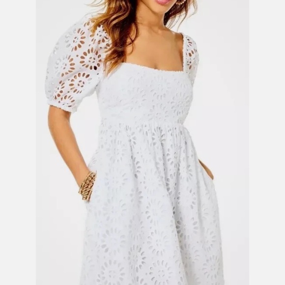 Lilly Pulitzer White Eyelet Mini Dress NWT. - Picture 2 of 8